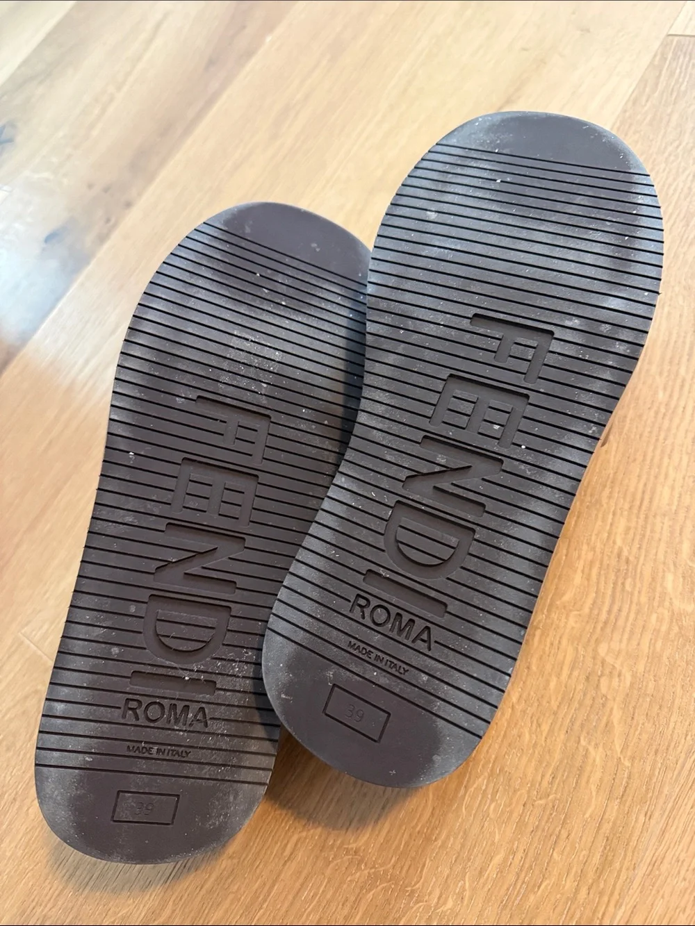 Fendi Brown Leather Logo Platform Slide Sandals